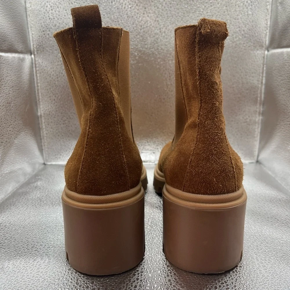 Antonio de Faria Women's Tara Brown Leather Suede Chelsea Boot Sz 9